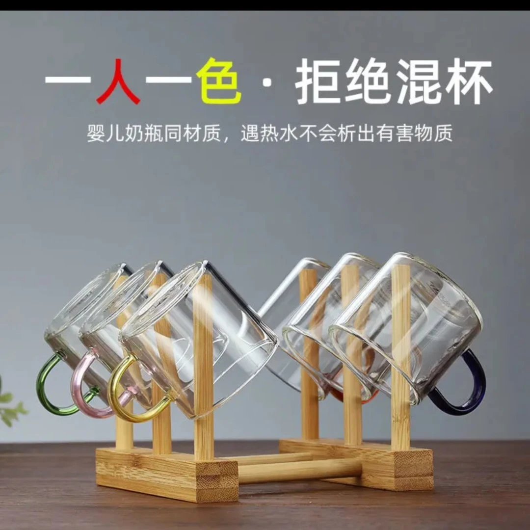 特价玻璃小茶杯功夫茶具6只装套装耐热加厚透明家用玻璃客杯