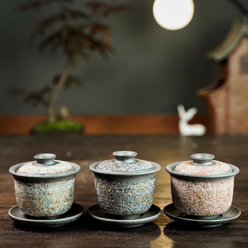 山朵高越禅意岩矿盖碗/盖碗/日式公道杯壶杯办公杯水杯茶洗