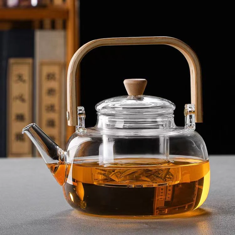 煮茶提梁壶耐热玻璃煮茶泡茶壶手工制作家用煮花茶果茶1000ml加厚