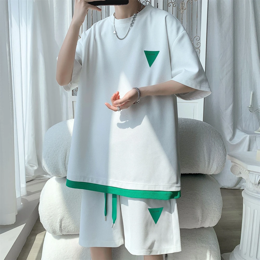 A-夏季新品华夫格男士套装 TZ988