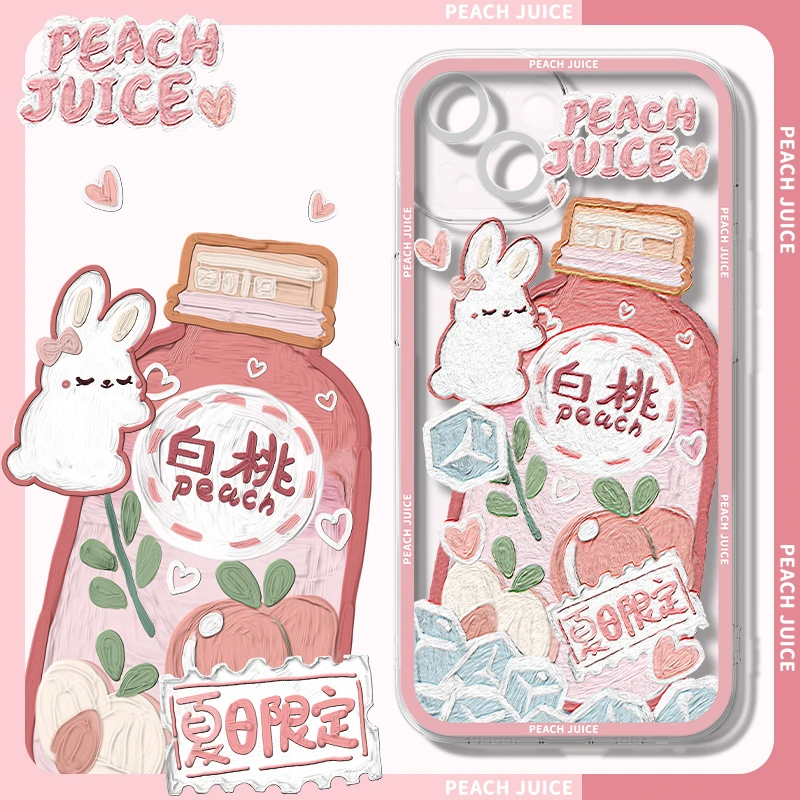 【直边透明壳】苹果华为vivo荣耀oppo小米iPhone15手机壳醉爱冰桃