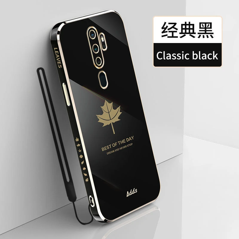 OPPOA11手机壳A11x男女新款直边电镀枫叶PCHM30防摔硅胶套全包软