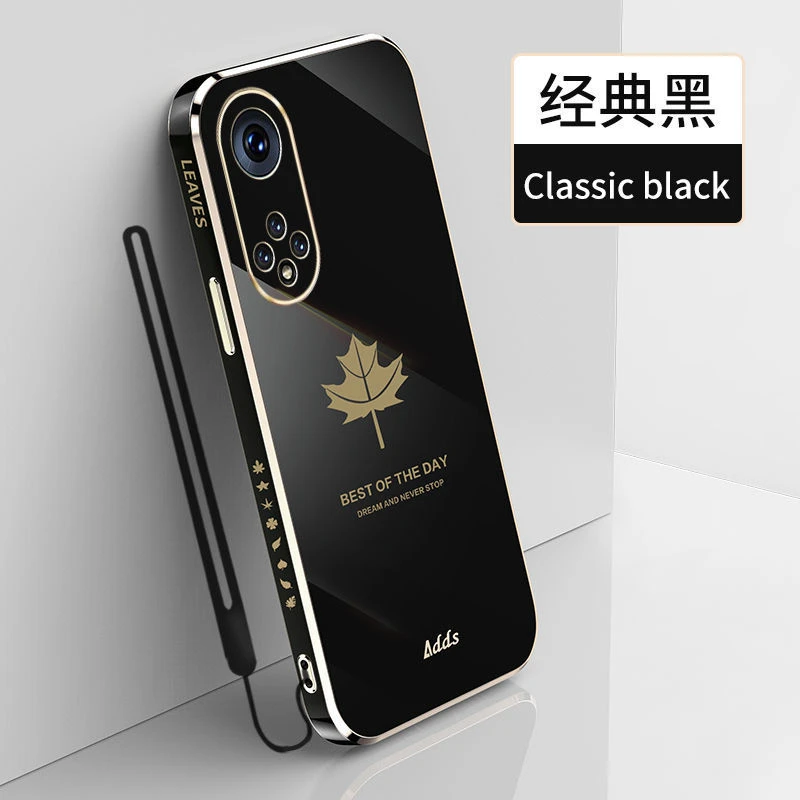 华为nova9手机壳nova9pro新款电镀枫叶直边软硅胶5G全包边保护套