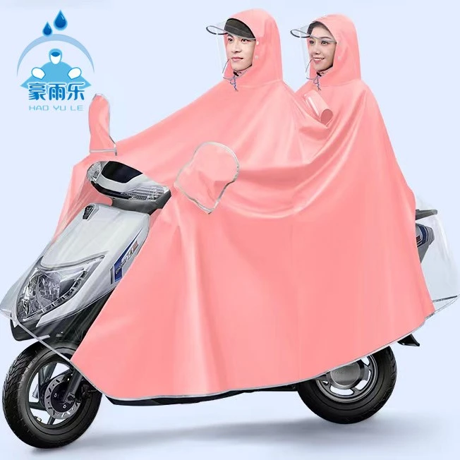 电动摩托车雨衣双人男女款加大加厚电瓶车长款全身防暴雨雨披时尚
