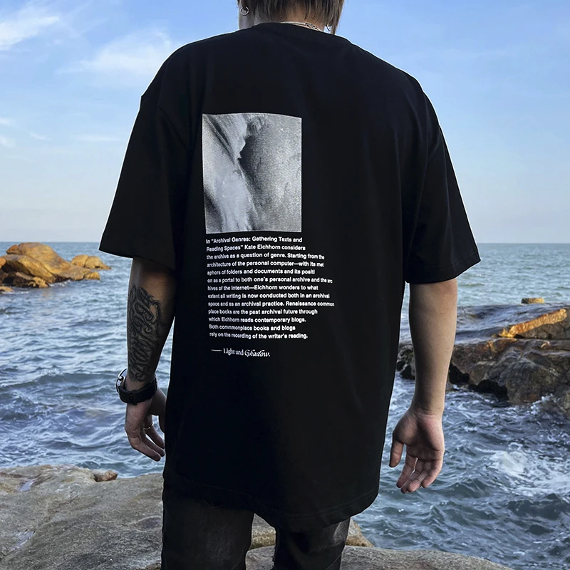 BLACK OF EXIT原创暗黑RO风小众设计宽松T恤国潮高街男女百搭短袖