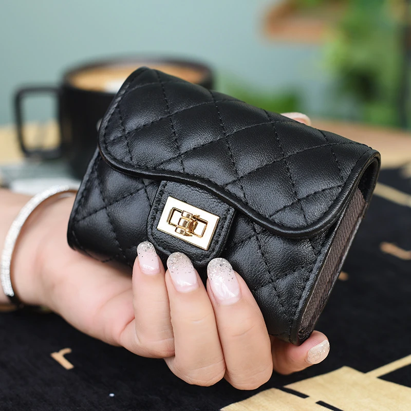 澳卡琪女士钱包短款欧美韩版钱夹学生多卡位搭扣折叠拉链零钱卡包