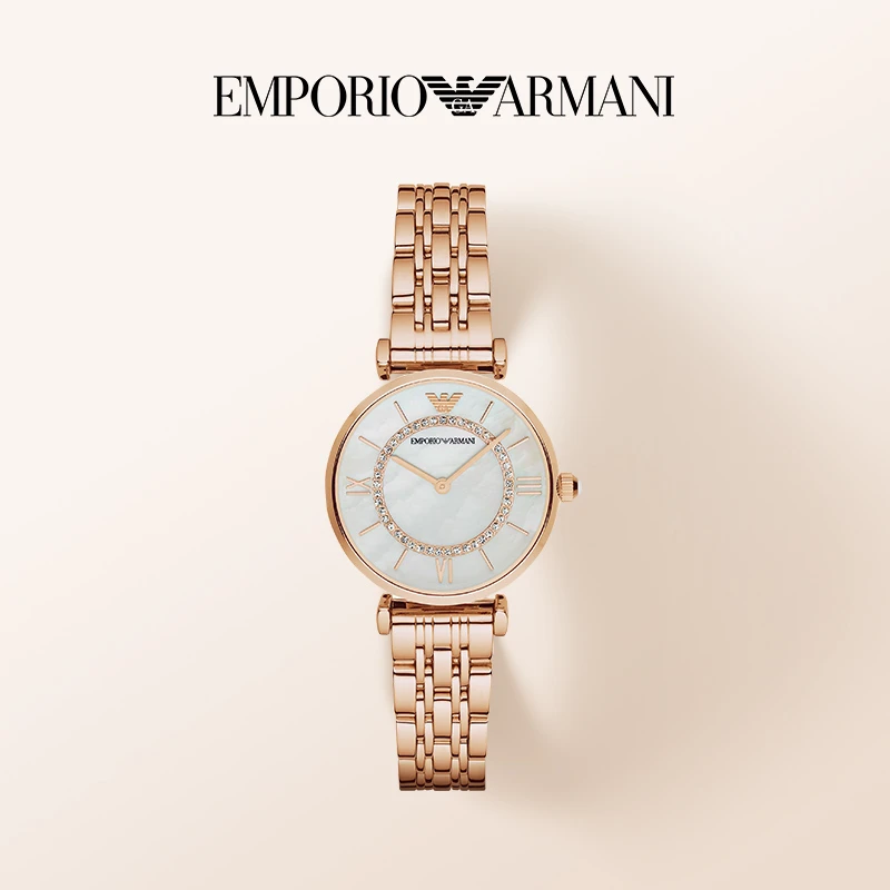 Emporio Armani/安普里奥·阿玛尼手表女轻奢摩天轮玫瑰金表AR1909