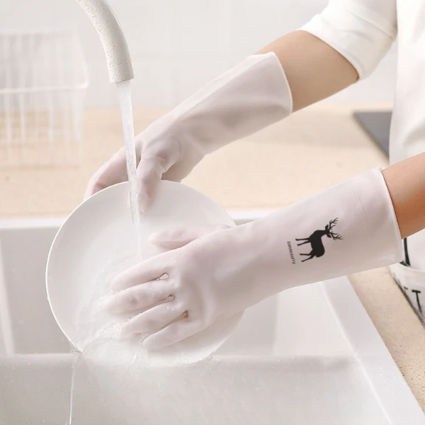 【薇薇】 洗碗手套 厨房防水橡胶手套 薄款 防冻手套耐磨多功能