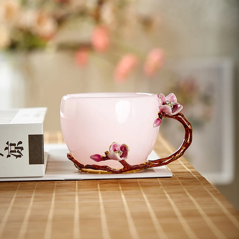 茶具珐琅彩琉璃手把杯手工制作咖啡创意杯花茶杯办公室居家耐热