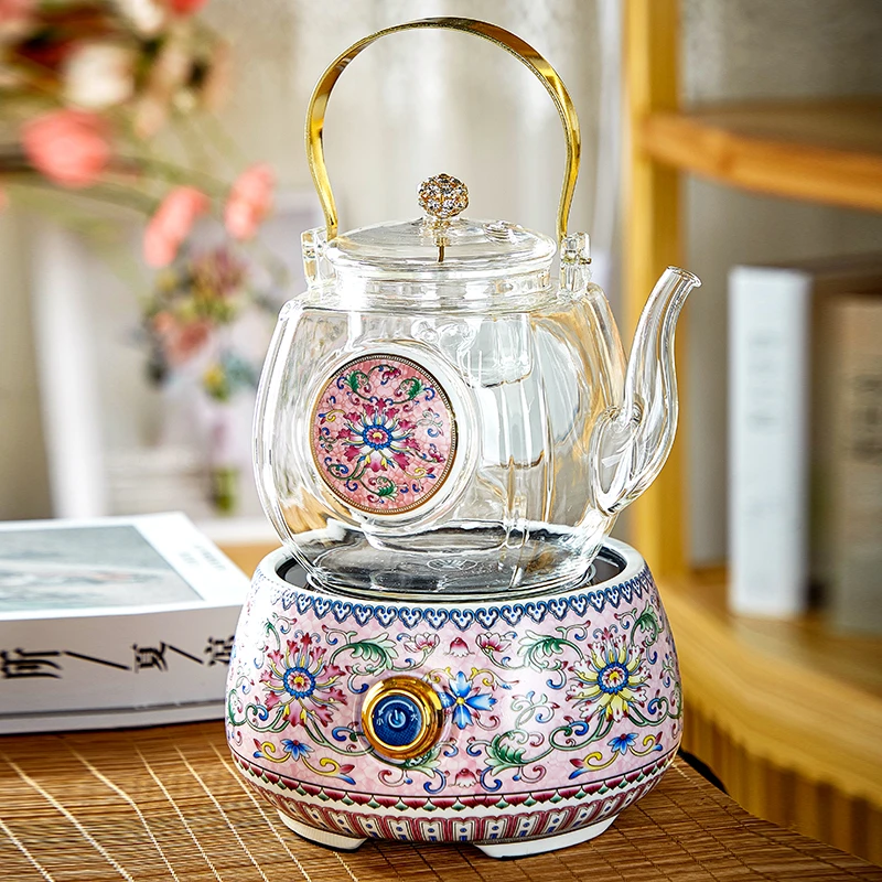 电陶炉煮茶器玻璃煮茶壶烧水壶家用全自动蒸汽煮茶炉网红茶具套装