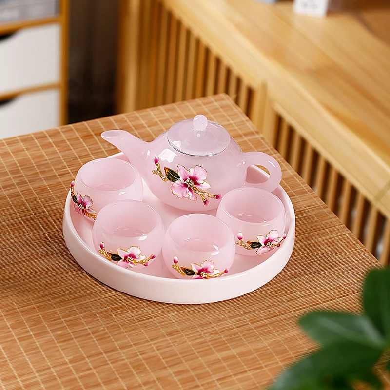 高端女性琉璃茶具套装功夫茶杯家用盖碗高档白玉轻奢办公室礼盒