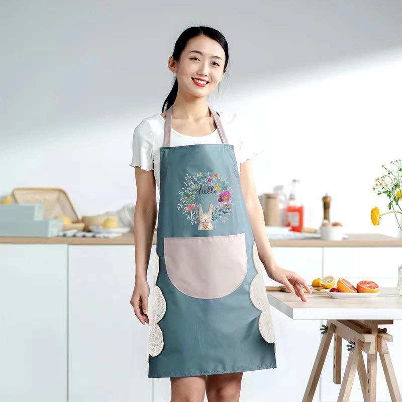 厨房网红擦手围裙成人防水防油做饭围裙时尚家用男女洋气家务无袖