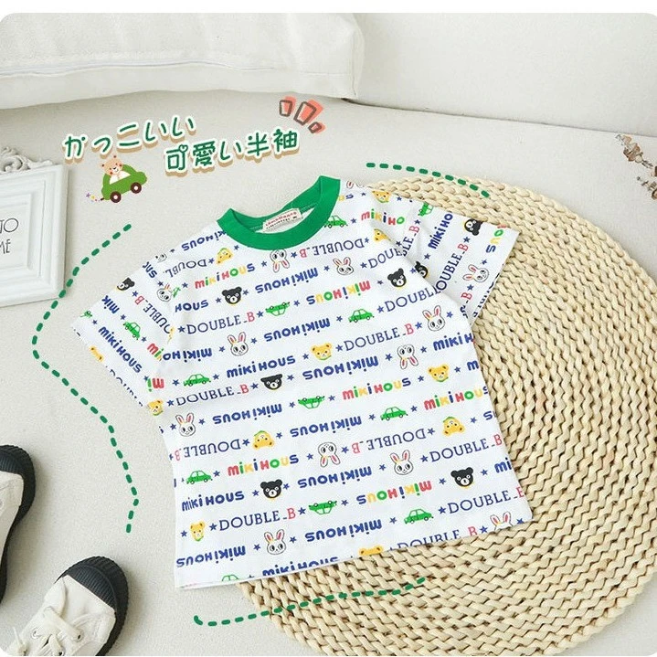 儿童短袖夏装男童夏季半袖印花圆领满印针织纯棉休闲宝宝夏款小童