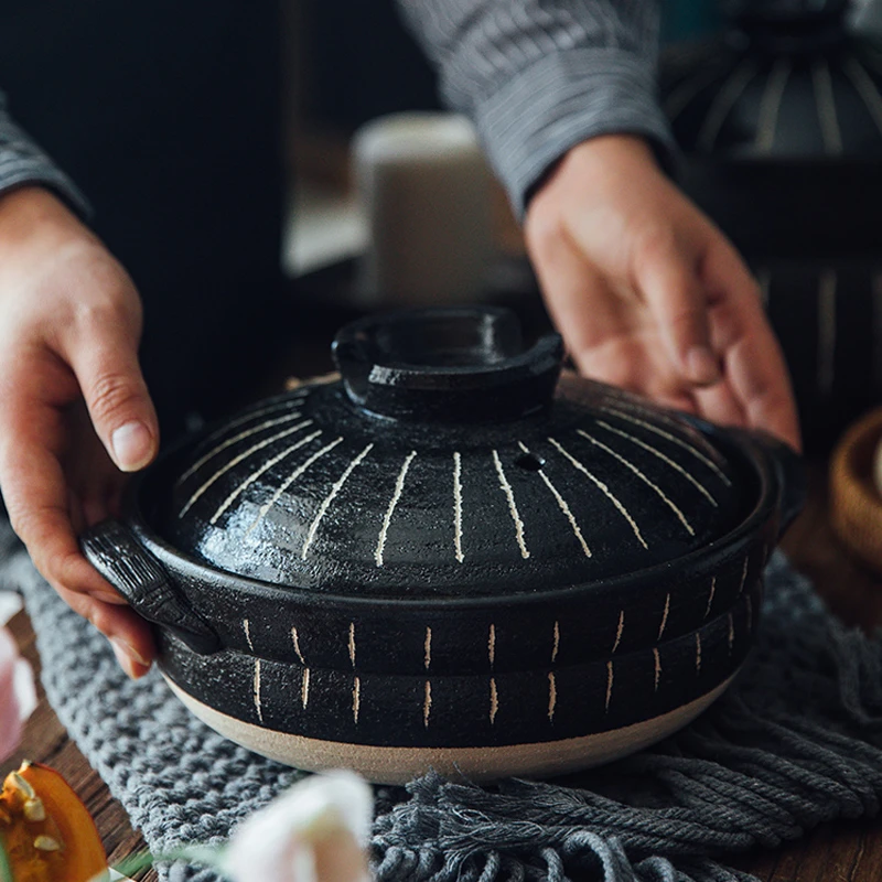 黑十草8号【25cm容量2.4L】三口之家的选择日本万古烧焖饭炖肉煲