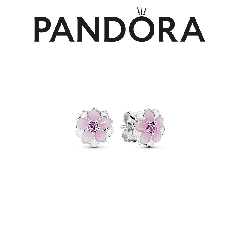 PANDORA/潘多拉 925银耳饰 清新设计木兰花耳钉气质