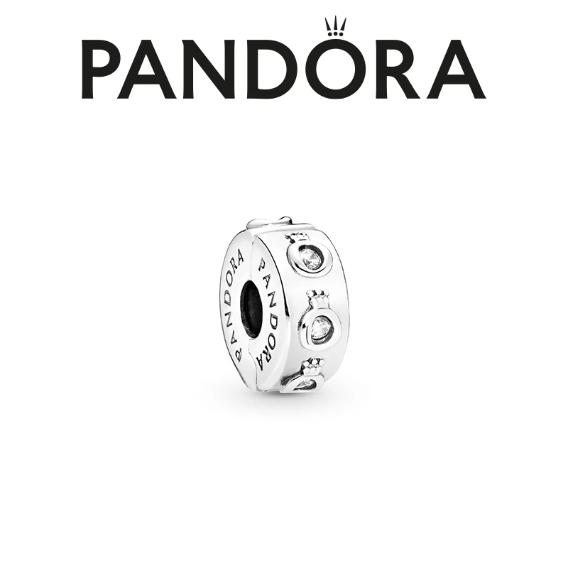 PANDORA/潘多拉 吊坠925银 手工精致闪耀皇冠O固定夹简约时尚百搭