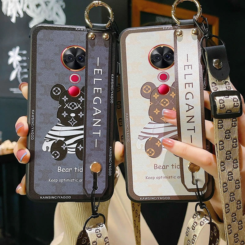 美图T9手机壳防摔暴力熊保护套全包边软斜挎挂绳
