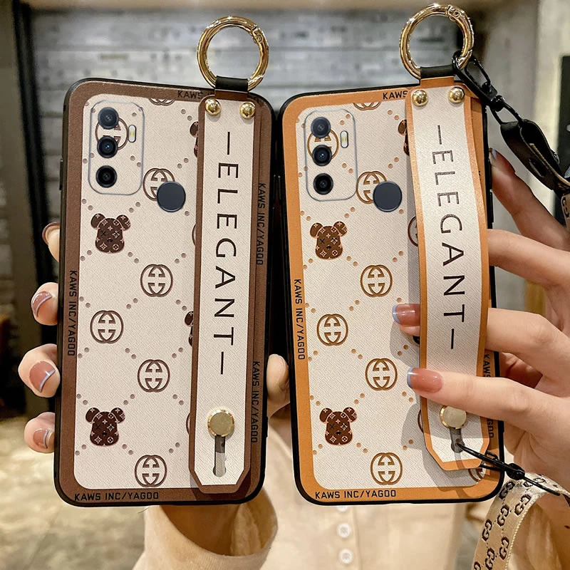 OPPO A32手机壳网红潮牌PDVM00保护套软防摔斜挎腕带男女款