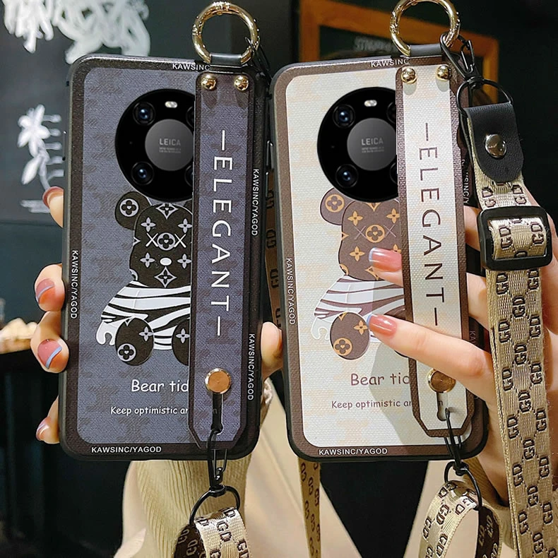 适用于华为Mate40手机壳防摔暴力熊MATE40保护套全包边软斜挎挂绳