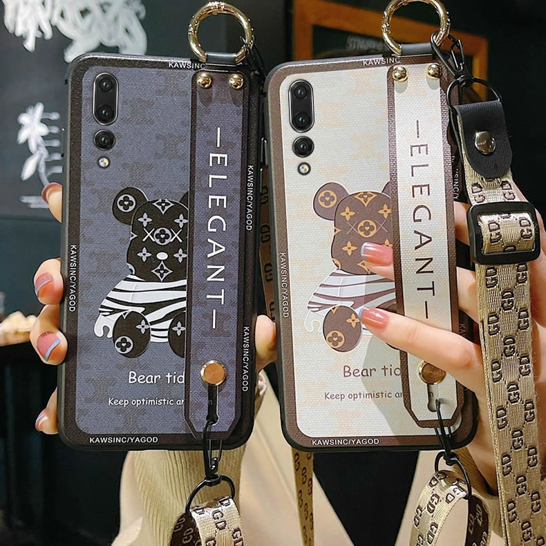 适用于华为P20pro手机壳防摔暴力熊CLT-AL01保护套全包软斜挎挂绳