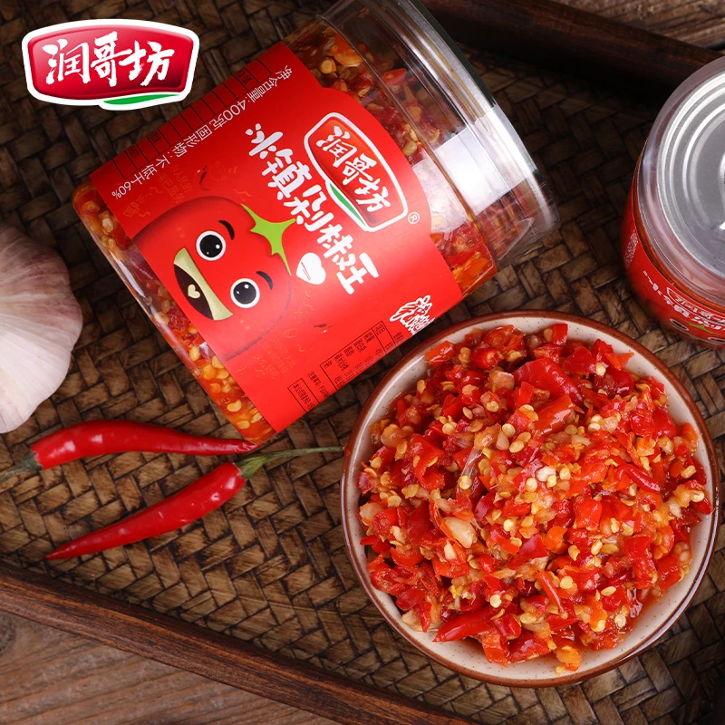 润哥坊冰镇剁椒王辣椒酱湖南正宗剁椒酱香辣下饭菜拌饭酱400g/瓶