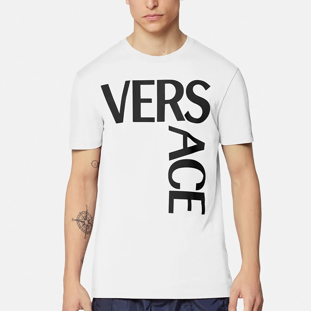Versace/范思哲男女男士纯色LOGO字母短袖圆领棉质T恤1001288