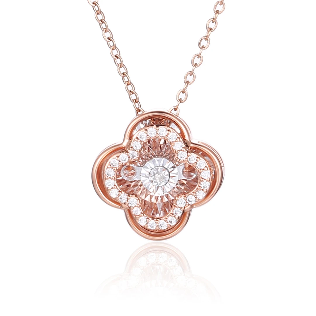 锌合金项链 锌合金Worthy love灵动四叶草项链