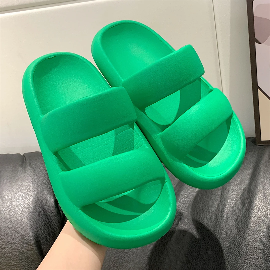 女夏个性潮牌双带凉拖鞋情侣外穿eva厚底防滑踩屎感时尚沙滩鞋男