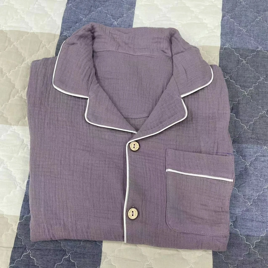 夏季短袖长裤居家服套装-紫色
