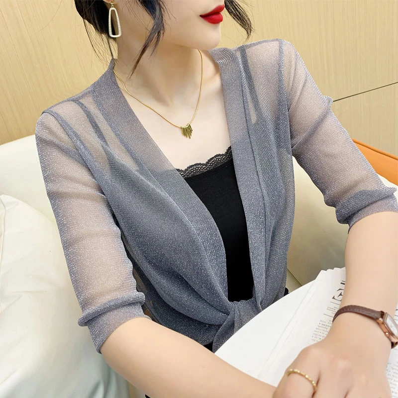 2023年披肩夏季配裙子大码小外套女防晒衣短款开衫外搭薄款空调衫