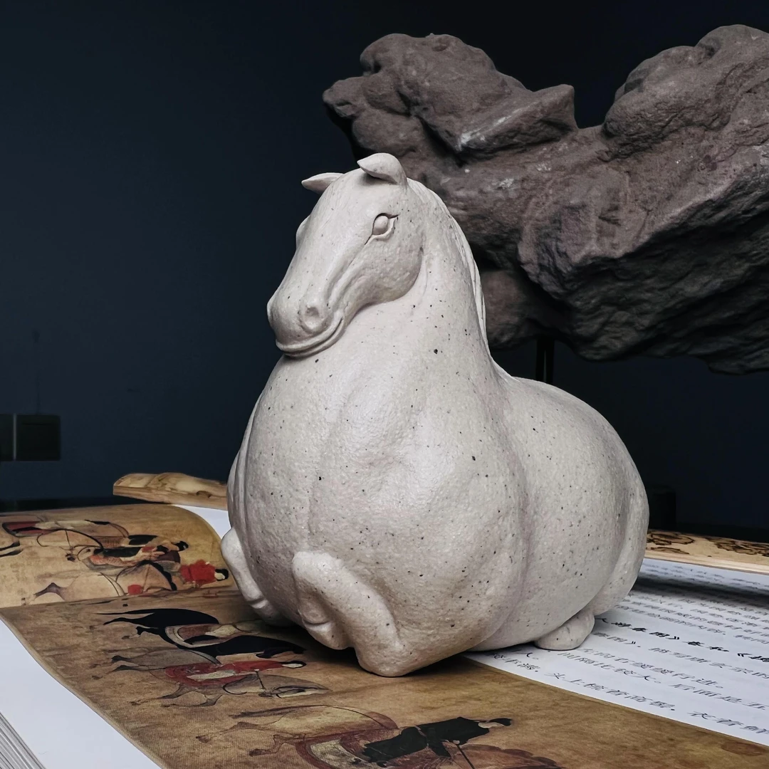 【沈雷】紫砂茶宠 唐马 白马 马到成功 富贵吉祥宜兴紫砂观物紫砂