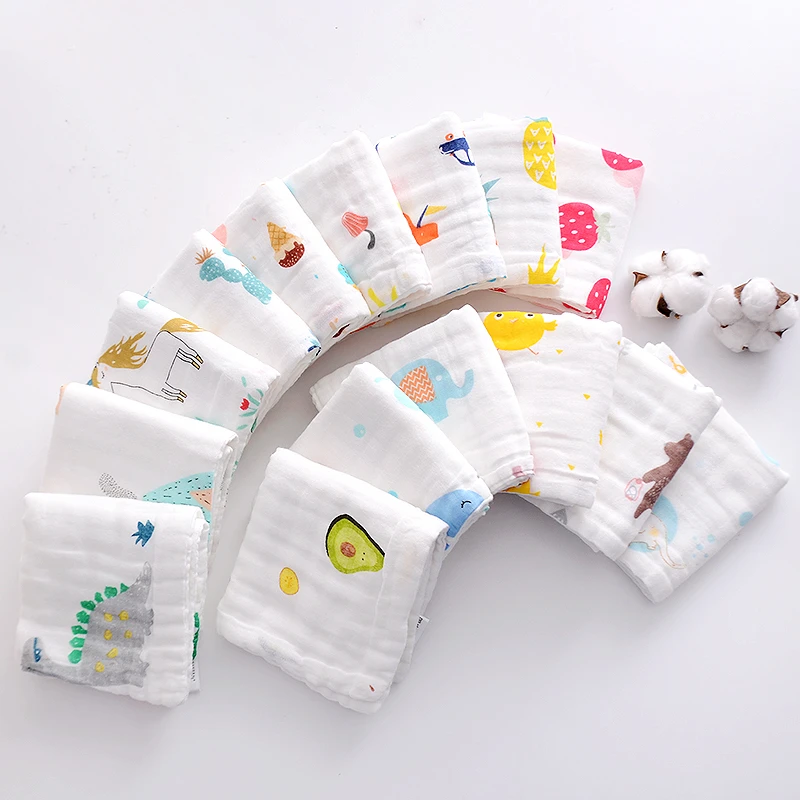 A类三条婴儿六层纱布毛巾洗脸纯棉超软全棉纱巾宝宝手帕方巾
