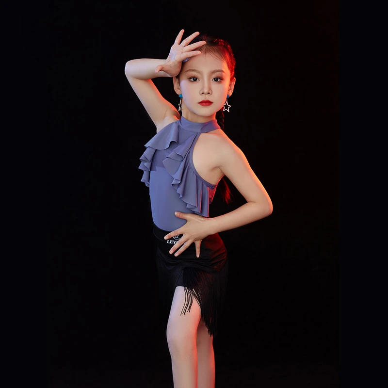 乐雅池春夏款拉丁舞练功服(线）儿童女童少儿舞服套装夏季舞蹈服