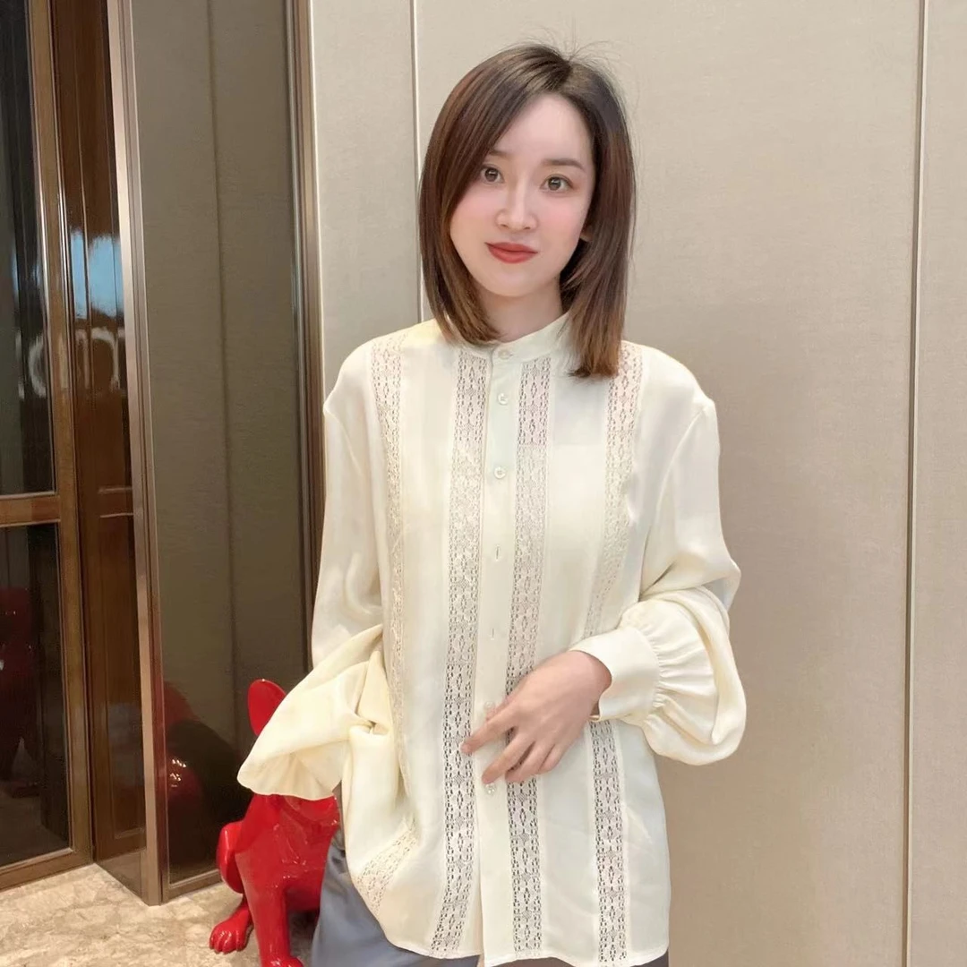 S15526【贵姐NICOLE】高端定制气质宽松款白色蕾丝衬衫上衣