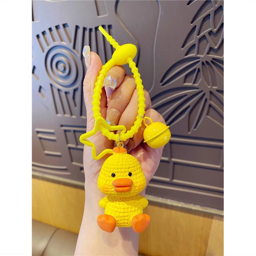 仿针织毛线小鸡小猪公仔钥匙扣钥匙圈环异形个性创意橡胶钥匙绳女