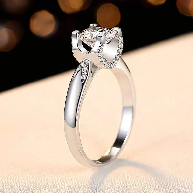 925银莫桑石戒指 苏美欣燕尾牛头女戒（0.5-3ct）情侣合成碳硅石