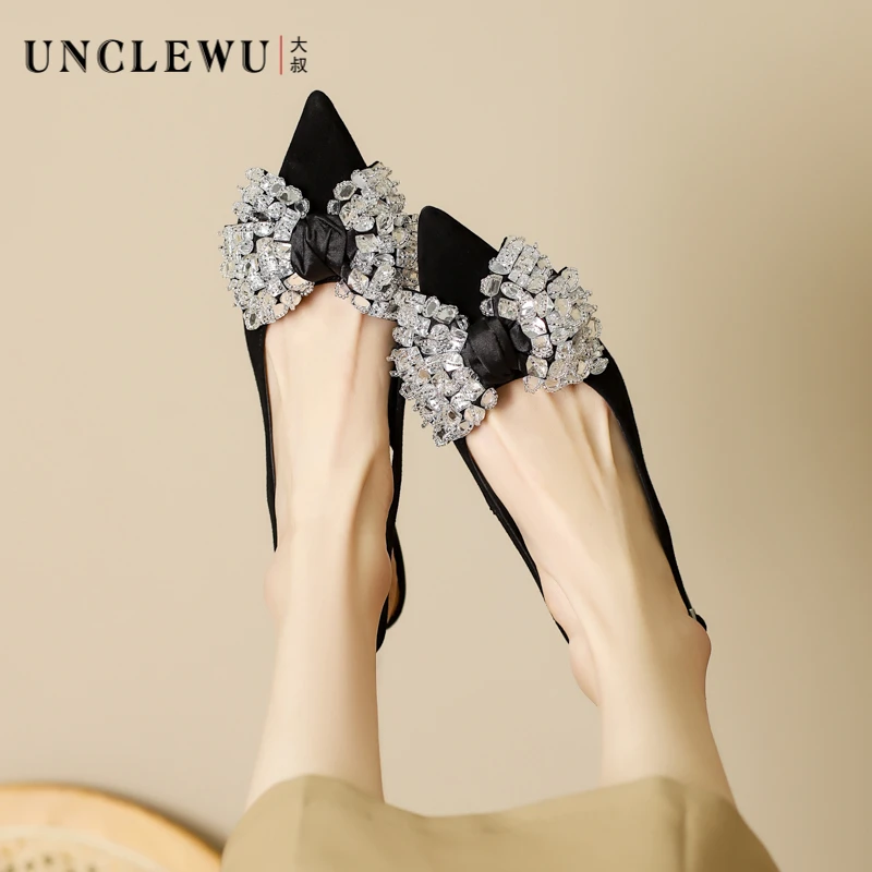 穿高跟鞋的吴大叔春夏季新款蝴蝶结后空凉鞋气质百搭女鞋13-149