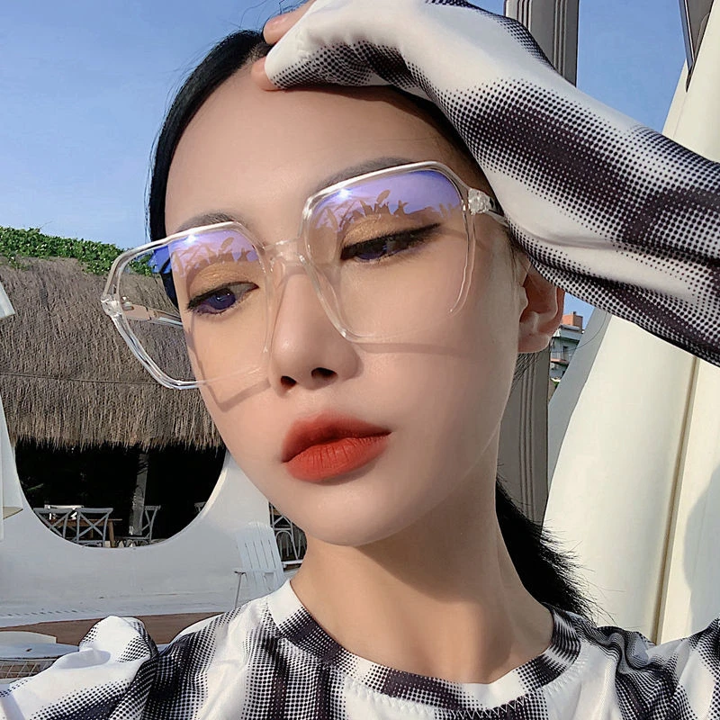 超轻不规则透明平光镜女圆脸大框显瘦ins素颜防蓝光近视眼镜框