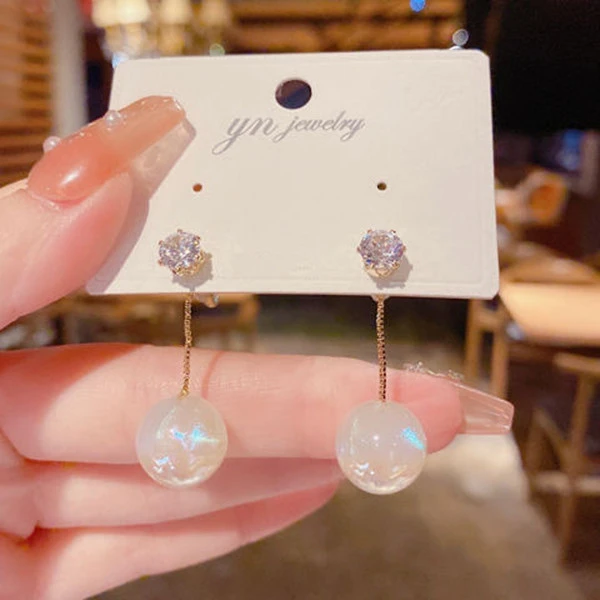 铜合金合成锆石耳饰 情有独钟炫彩人鱼姬耳环一款两戴