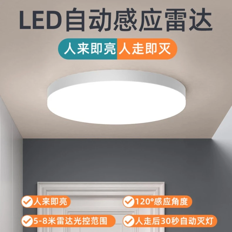 雷达人体自动感应LED吸顶灯声控楼道楼梯过道家用光控人走即灭