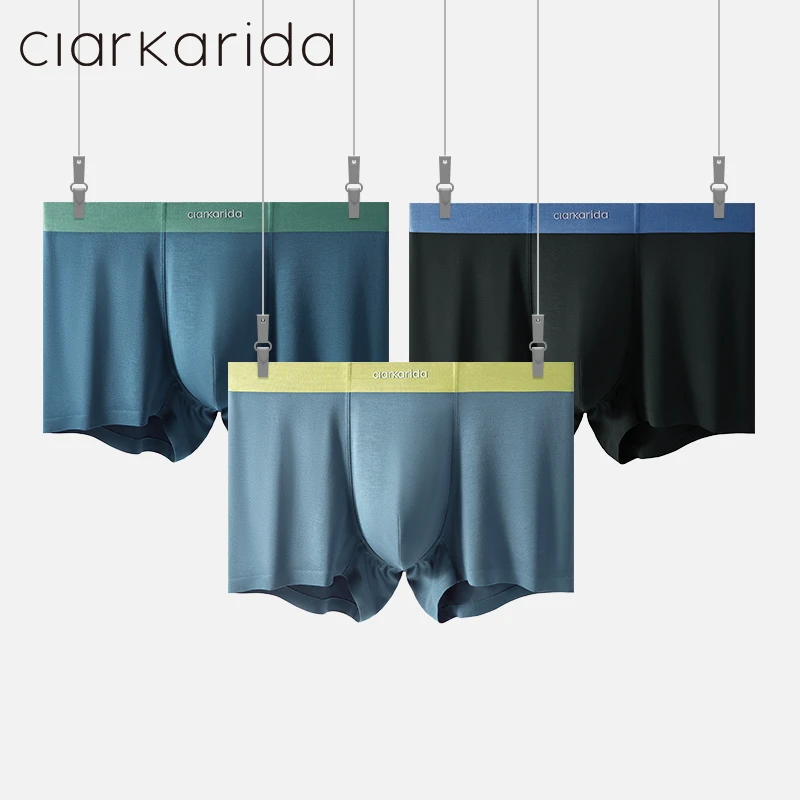 Clarkarida新品春夏莫代尔男士内裤薄款透气无痕平角裤礼盒装运动