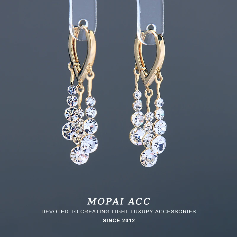 MOPAI/摩派 铜合金合成锆石耳饰 气质超仙流苏耳环女时尚轻奢耳饰