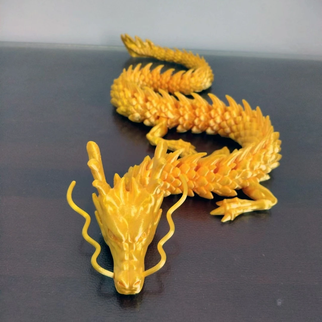 金龙中国龙摆件活动龙关节龙盘龙3D打印儿童玩具鱼缸装饰车载饰品