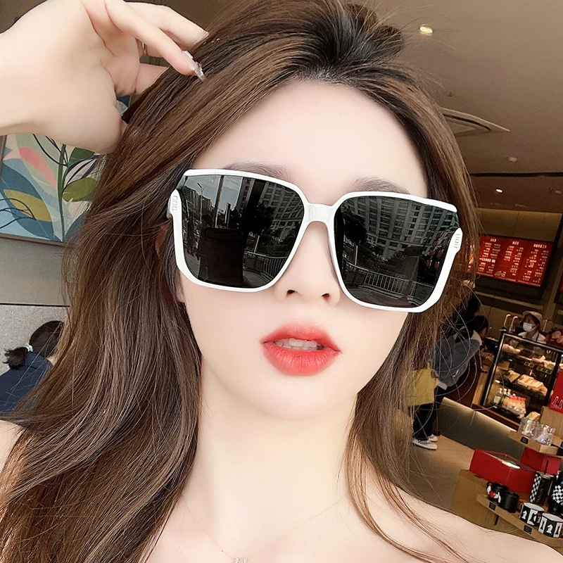 2025年新款墨镜女士高级感白色边框大脸偏光时尚防紫外线太阳眼镜
