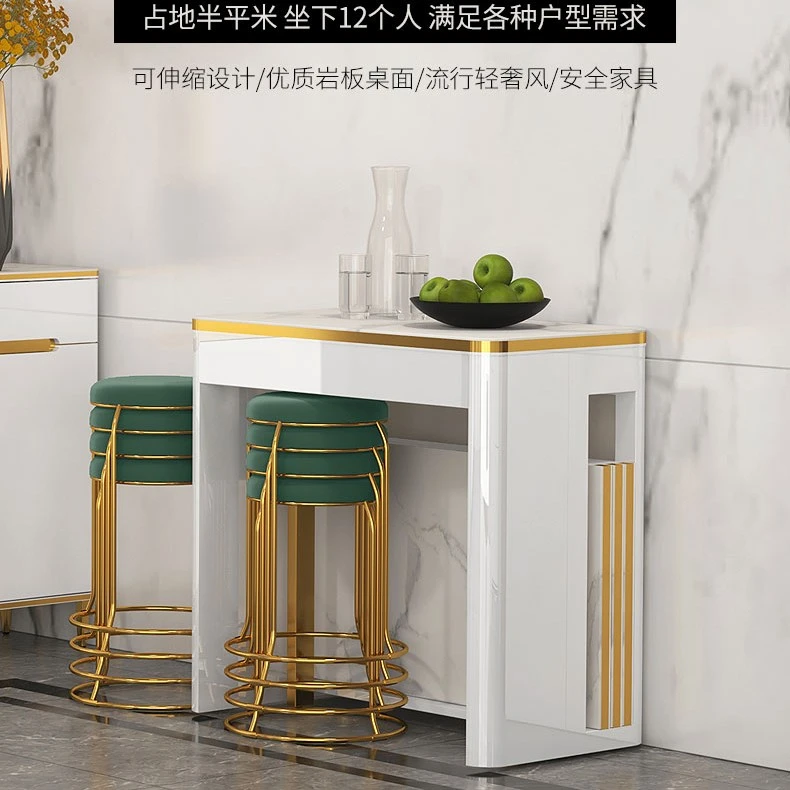 餐桌岩板现代简约折叠餐桌椅组合家用小户型轻奢可伸缩多功能饭桌