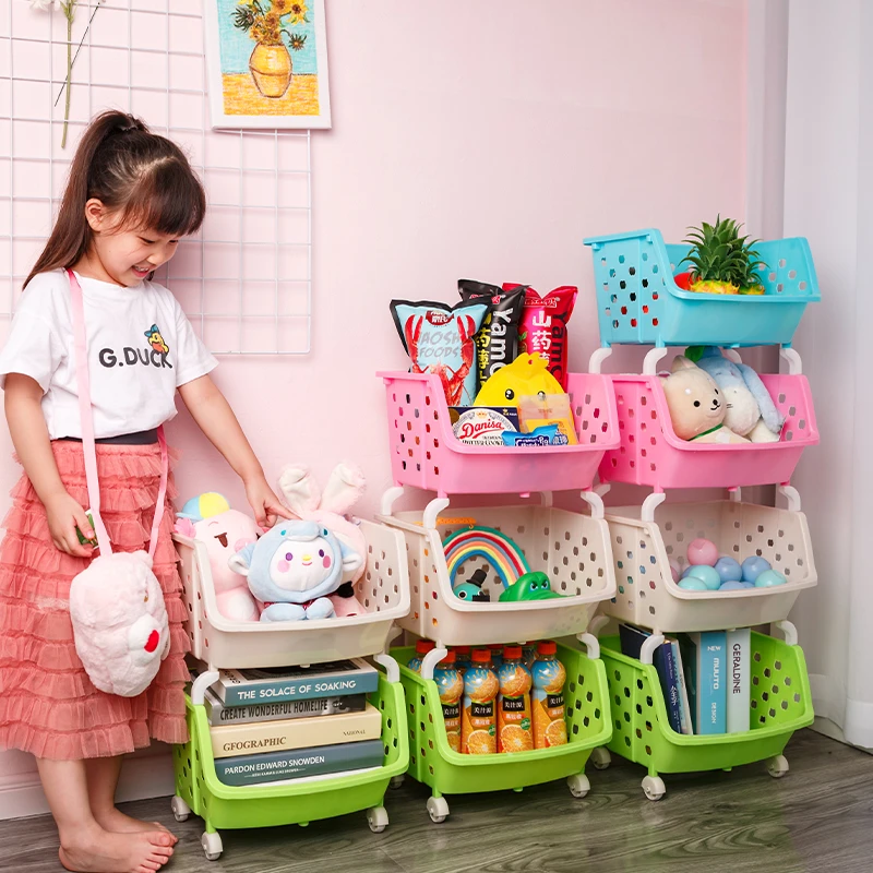 儿童玩具宝宝零食置物架蔬菜水果杂物落地多层玩具收纳神器不占地