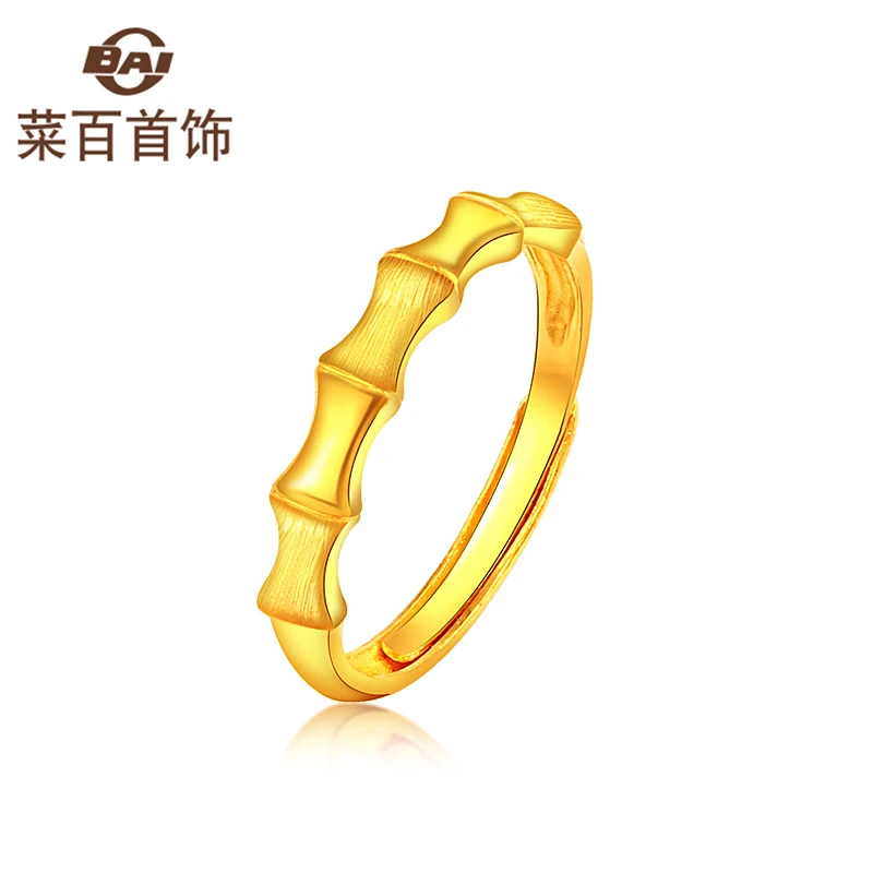 菜百首饰 黄金戒指 足金时尚简约竹节活圈黄金戒指女款