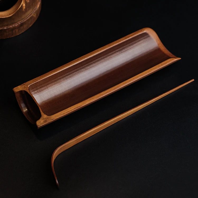 竹制茶道六君子茶则茶拨茶勺茶具零配天然竹制品碳化二件套