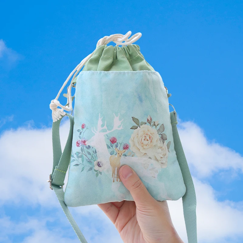 可爱手机包女斜挎迷你小包包2024新款夏天散步轻便手腕布袋零钱包