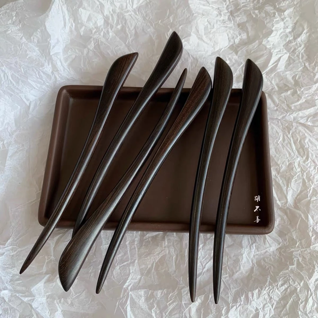 一字簪黑檀木发簪古风盘挽发髻简约日常手工钗高级感汉服发饰簪子